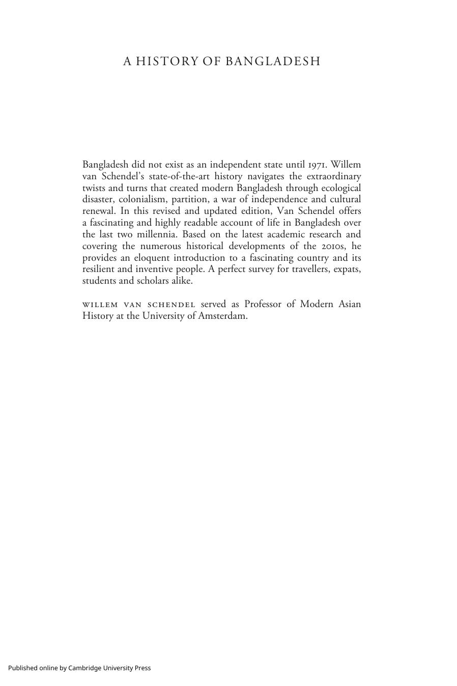 A History of Bangladesh (Second Edition) by William Van Schendel