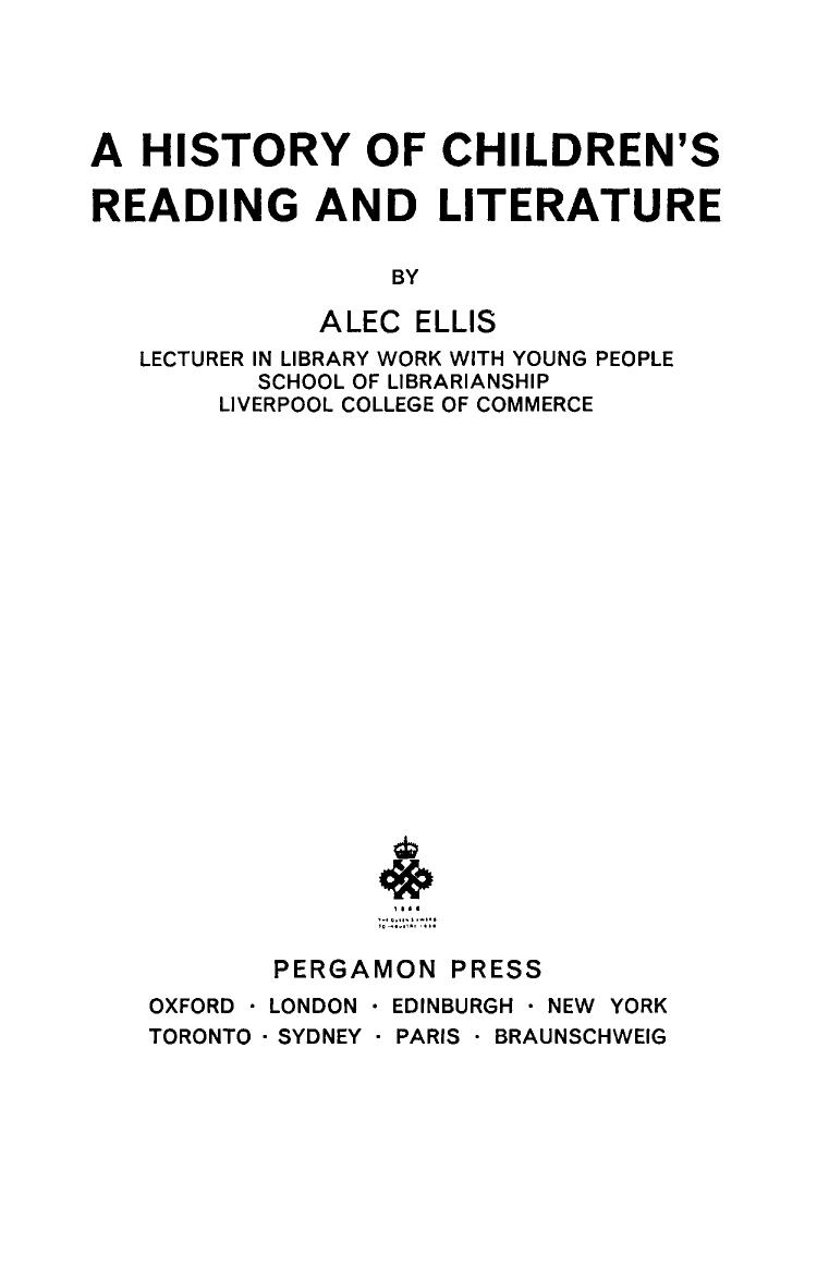 A History of Children's Reading and Literature by Alec Ellis and G. Chandler (Auth.)