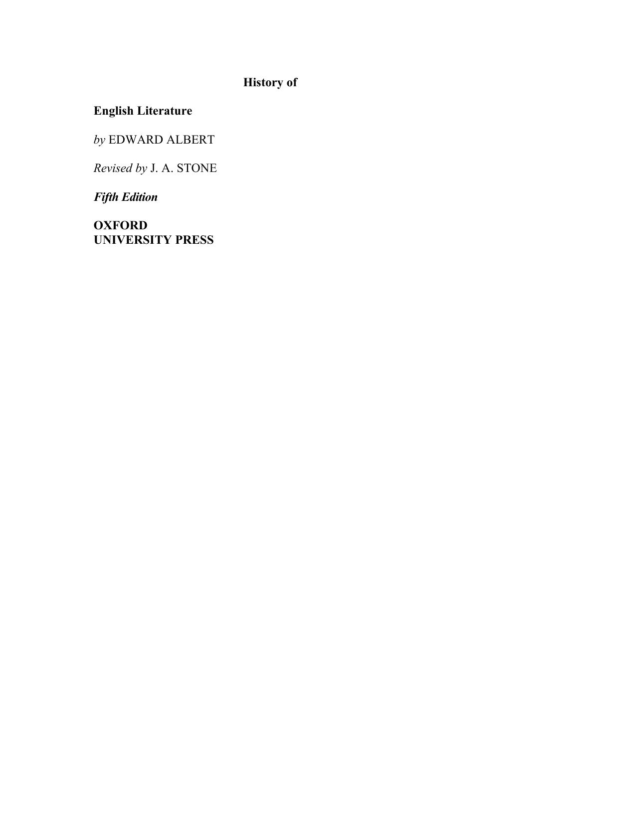 A History of English Literature by Edward Albert