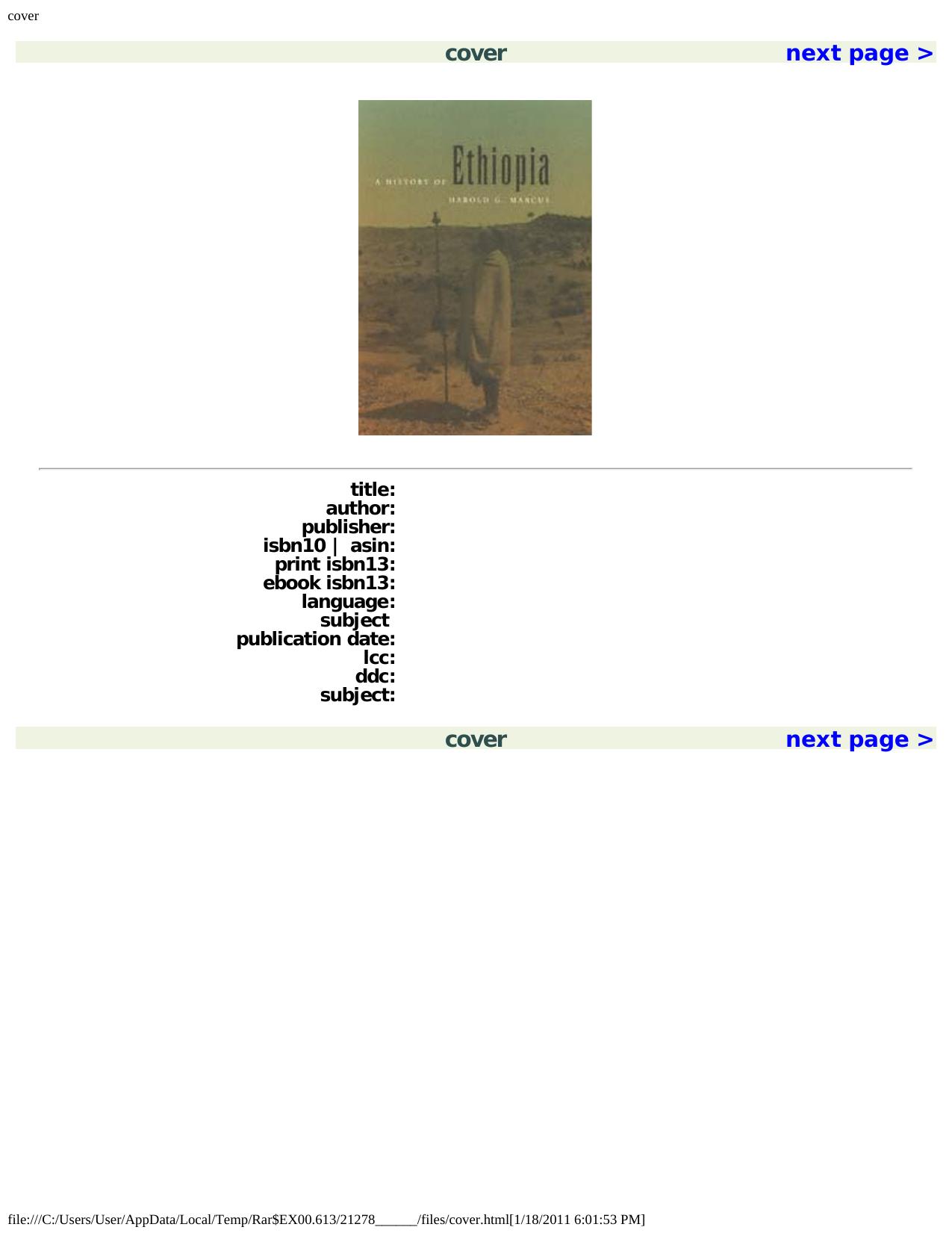 A History of Ethiopia by Harold G. Marcus