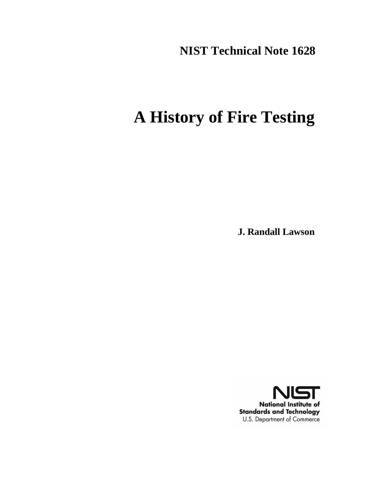 A History of Fire Testing by J. Randall Lawson