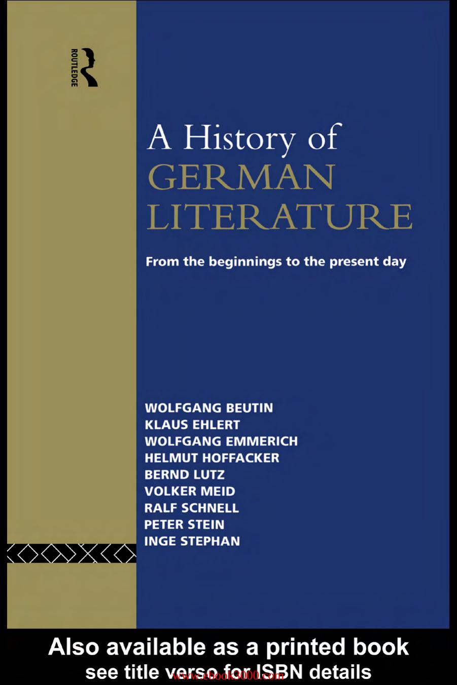 A History of German Literature: From the Beginnings to the Present Day by Unknow
