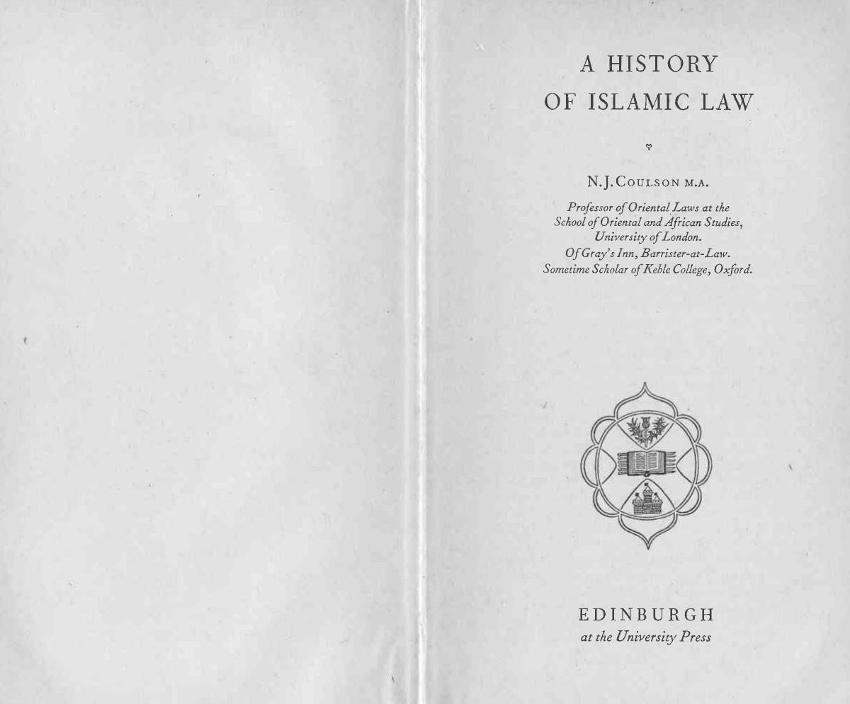 A History of Islamic Law by Noel James Coulson
