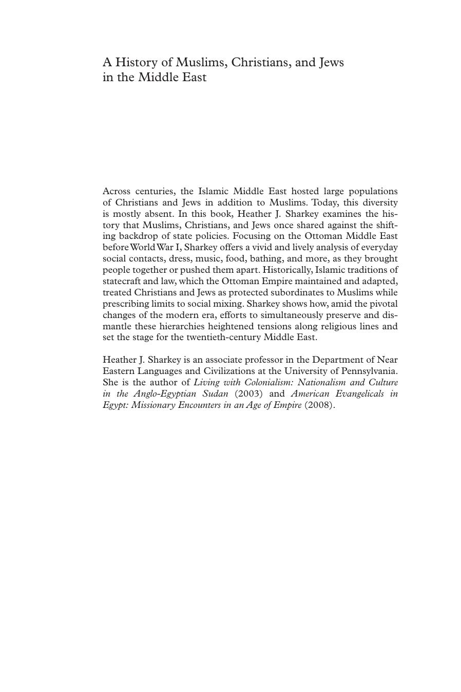 A History of Muslims, Christians, and Jews in the Middle East by Unknown