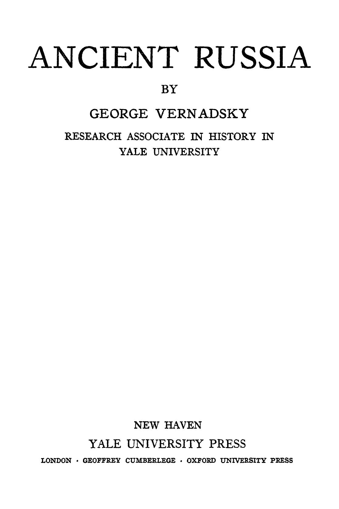 A History of Russia, Vol 1: Ancient Russia by George Vernadsky