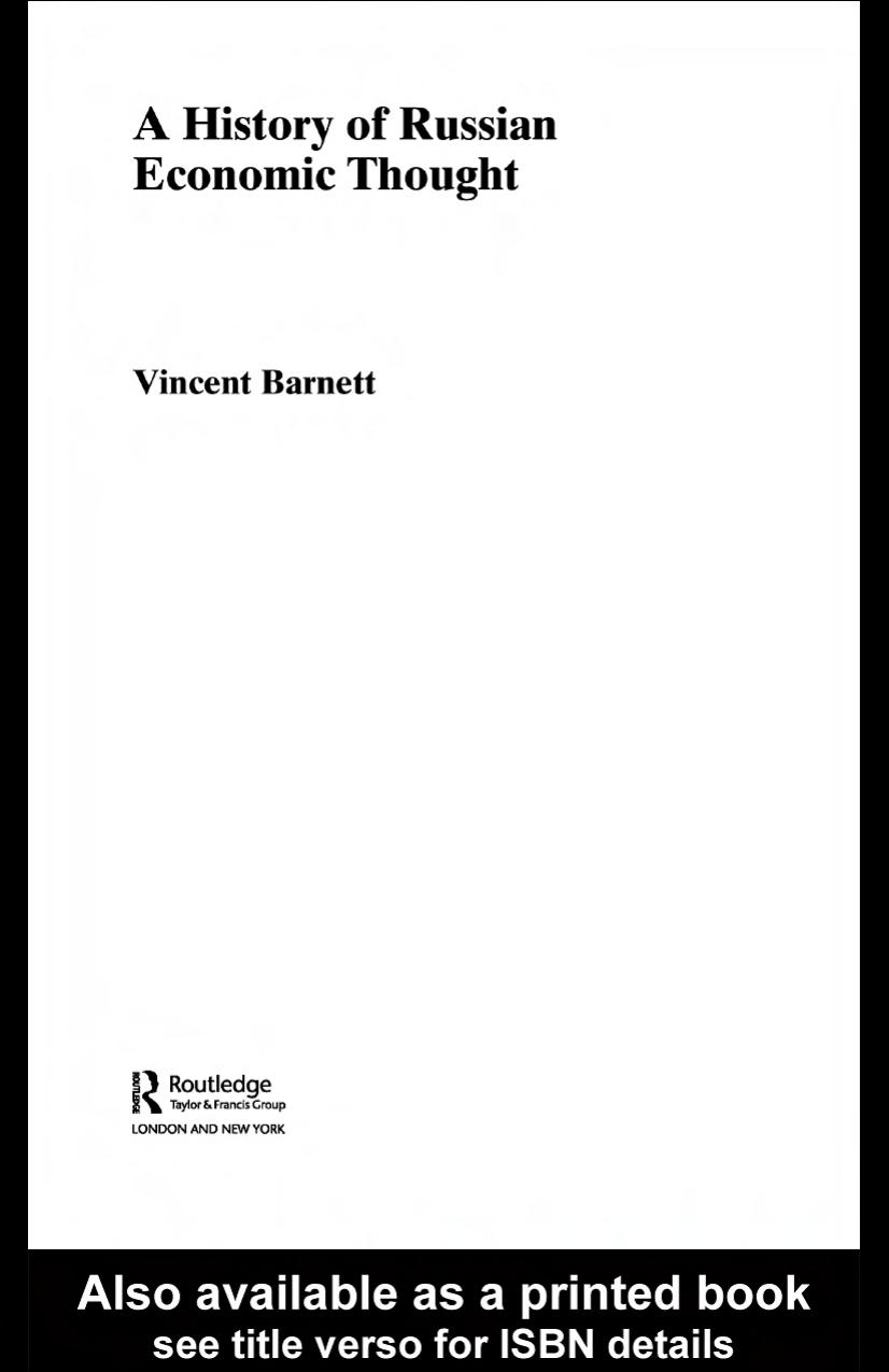 A History of Russian Economic Thought (Routledge History of Economic Thought) by Vincen Barnett