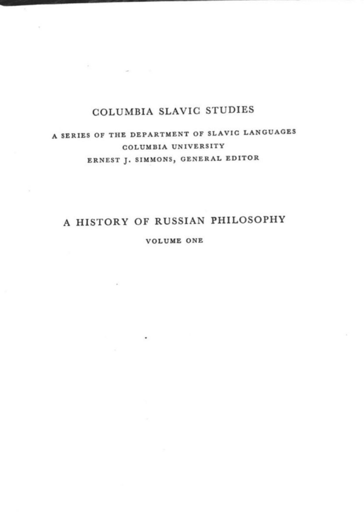 A History of Russian Philosophy: Volume One by Vasily Vasilievich Zenkovsky