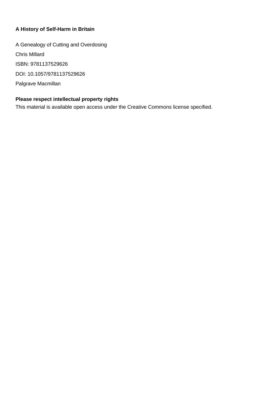 A History of Self-Harm in Britain: A Genealogy of Cutting and Overdosing (Mental Health in Historical Perspective) by Chris Millard