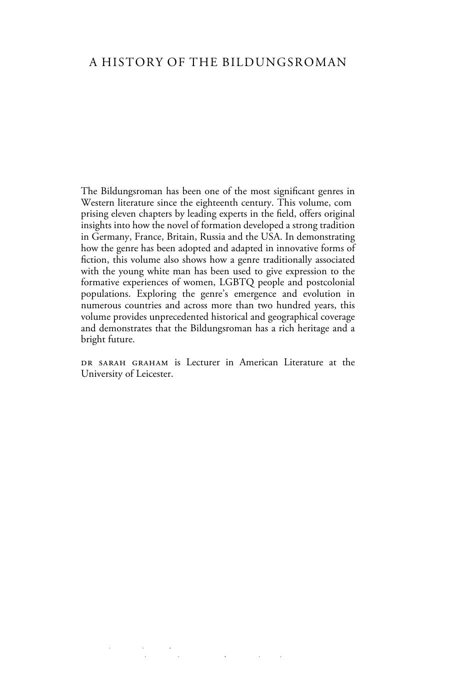 A History of the Bildungsroman by Sarah Graham