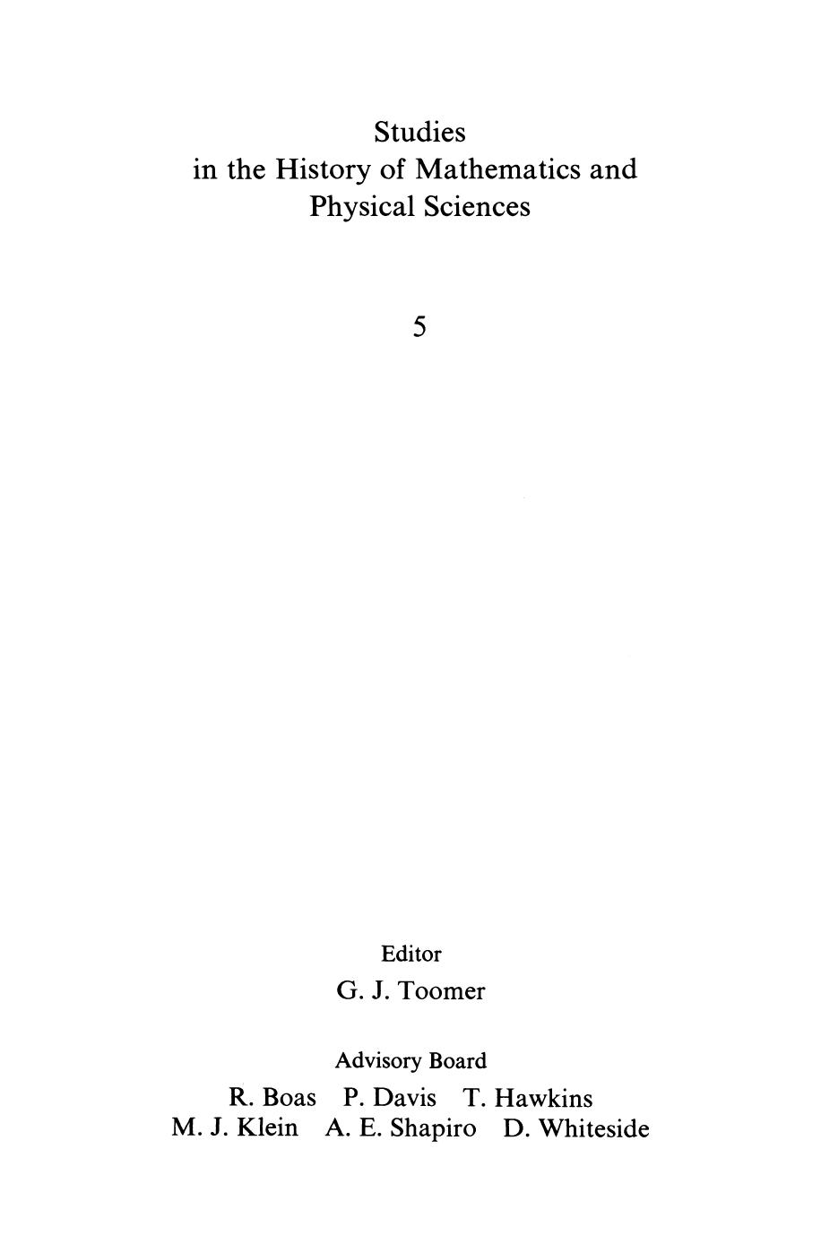 A History of the Calculus of Variations from the 17th through the 19th Century by Herman H. Goldstine (auth.)