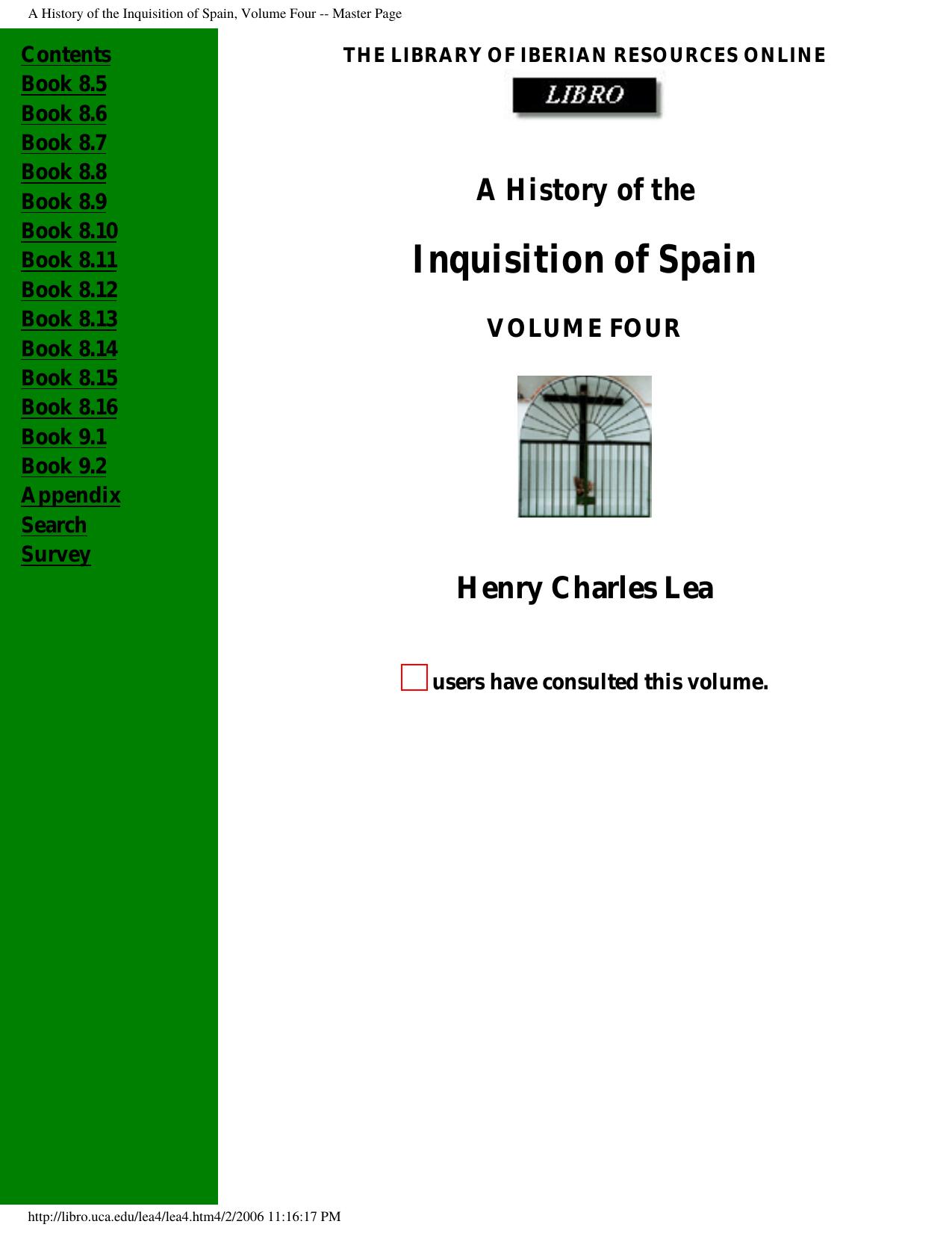 A History of the Inquisition of Spain, Volume Four -- Master Page by A History of the Inquisition of Spain 04
