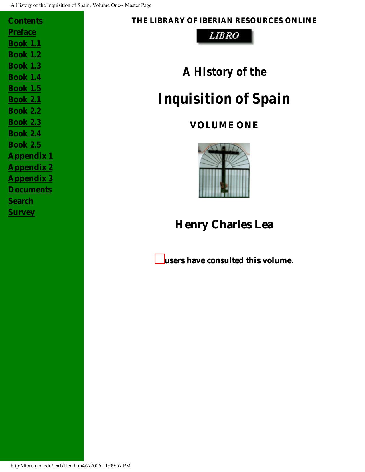 A History of the Inquisition of Spain, Volume One-- Master Page by A History of the Inquisition of Spain 01