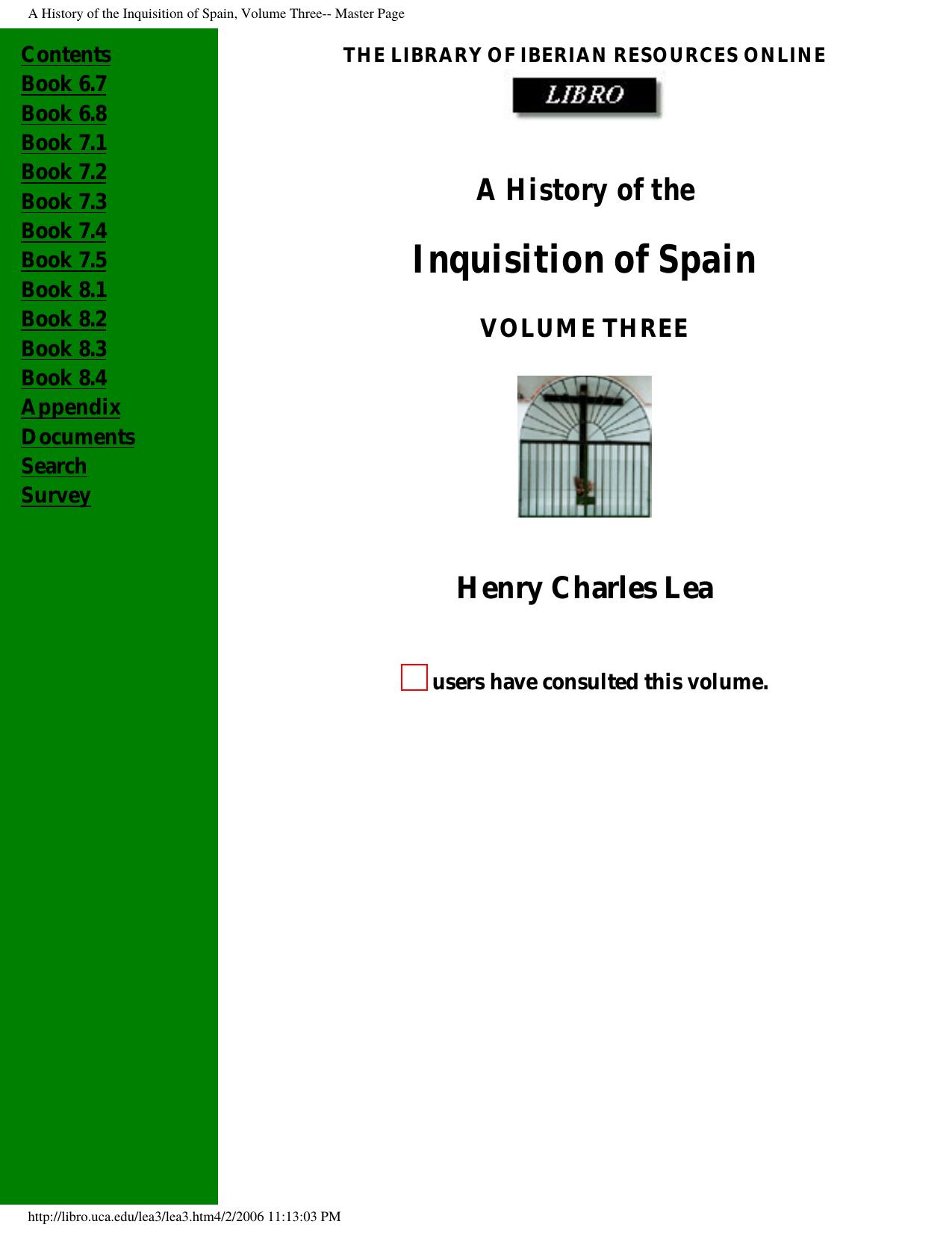 A History of the Inquisition of Spain, Volume Three-- Master Page by A History of the Inquisition of Spain 03