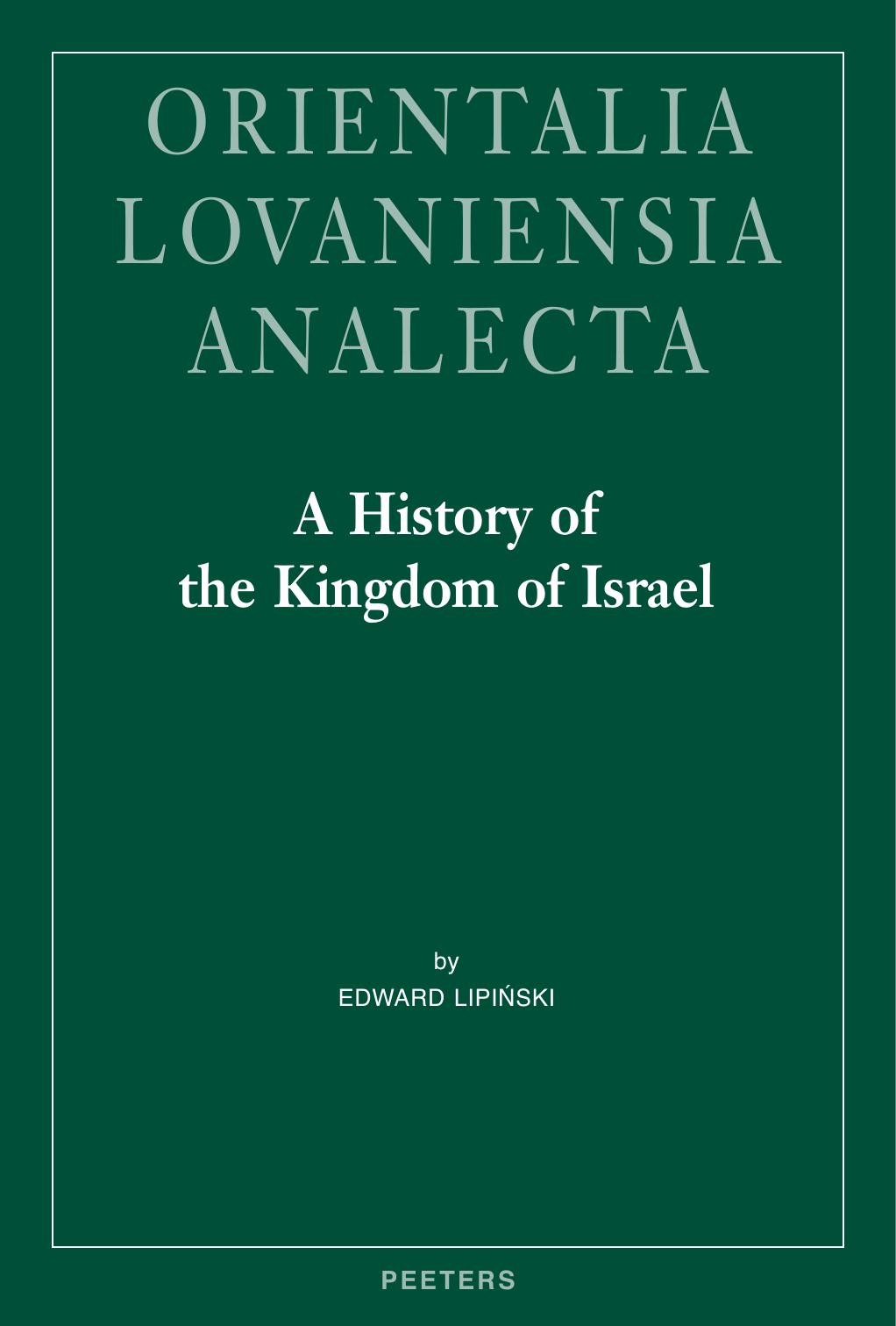 A History of the Kingdom of Israel by Edward Lipiński