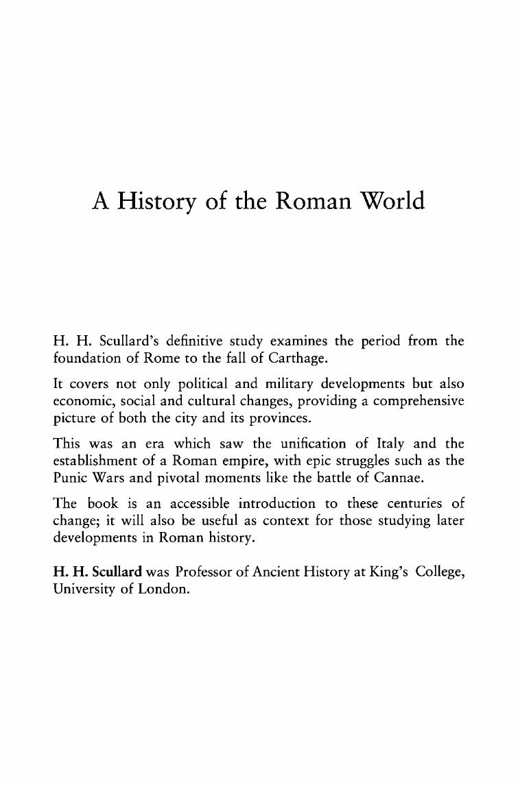 A History of the Roman World 753-146 BC by H. H. Scullard