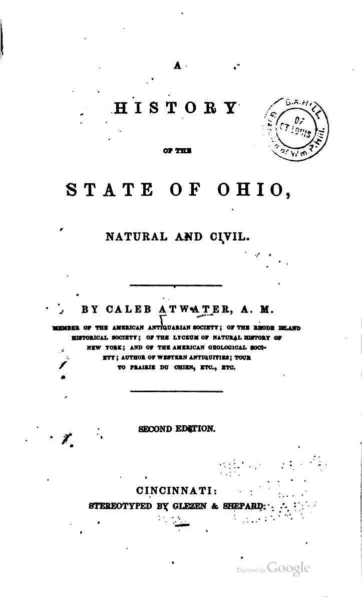 A History of the State of Ohio, natural and civil by Caleb Atwater