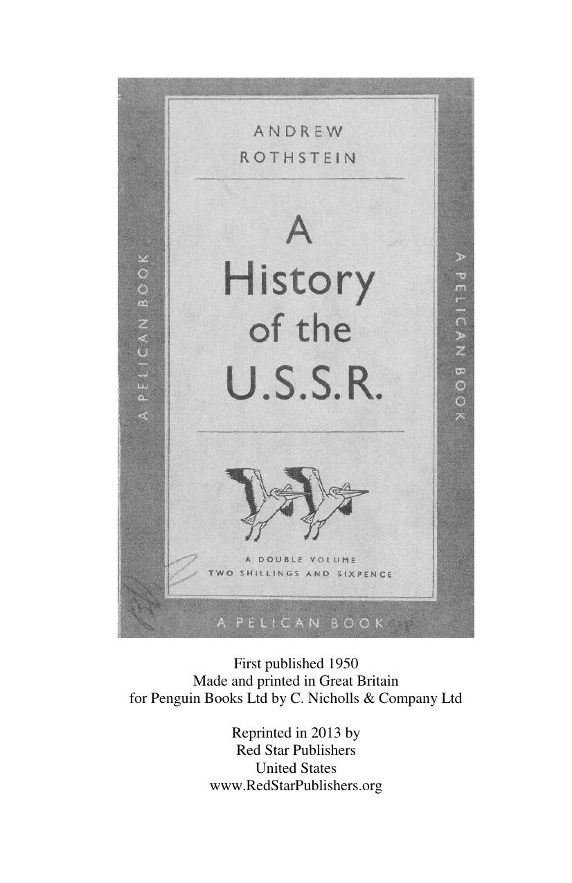 A History of the USSR by Andrew Rothstein