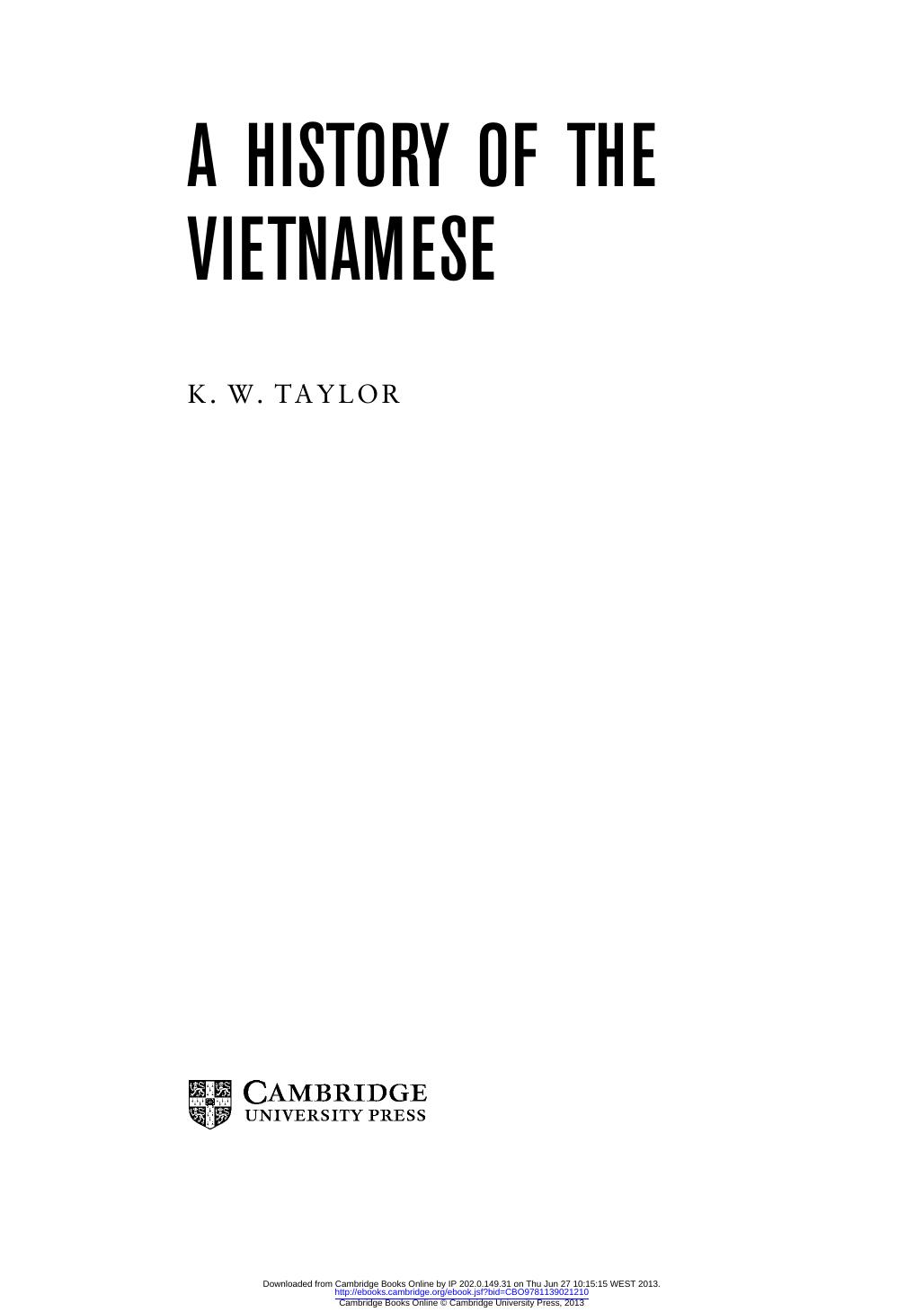 A History of the Vietnamese by K. W. Taylor