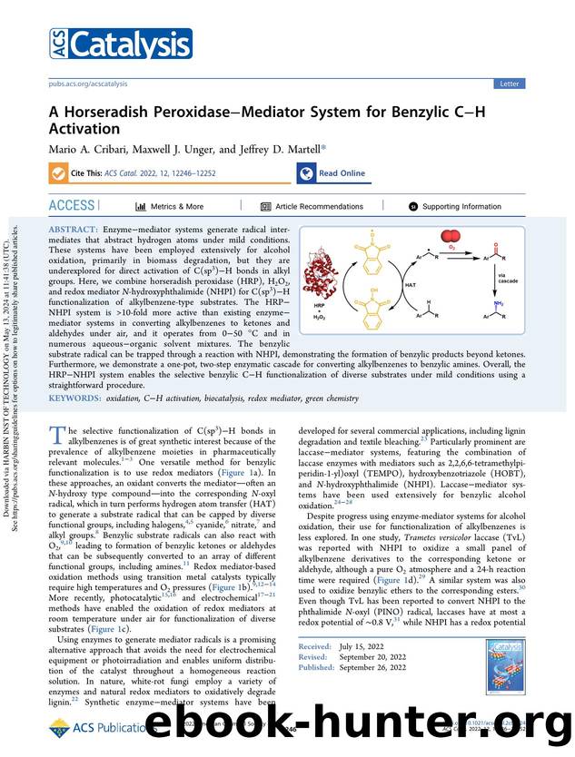 A Horseradish PeroxidaseâMediator System for Benzylic CâH Activation by Mario A. Cribari Maxwell J. Unger & Jeffrey D. Martell