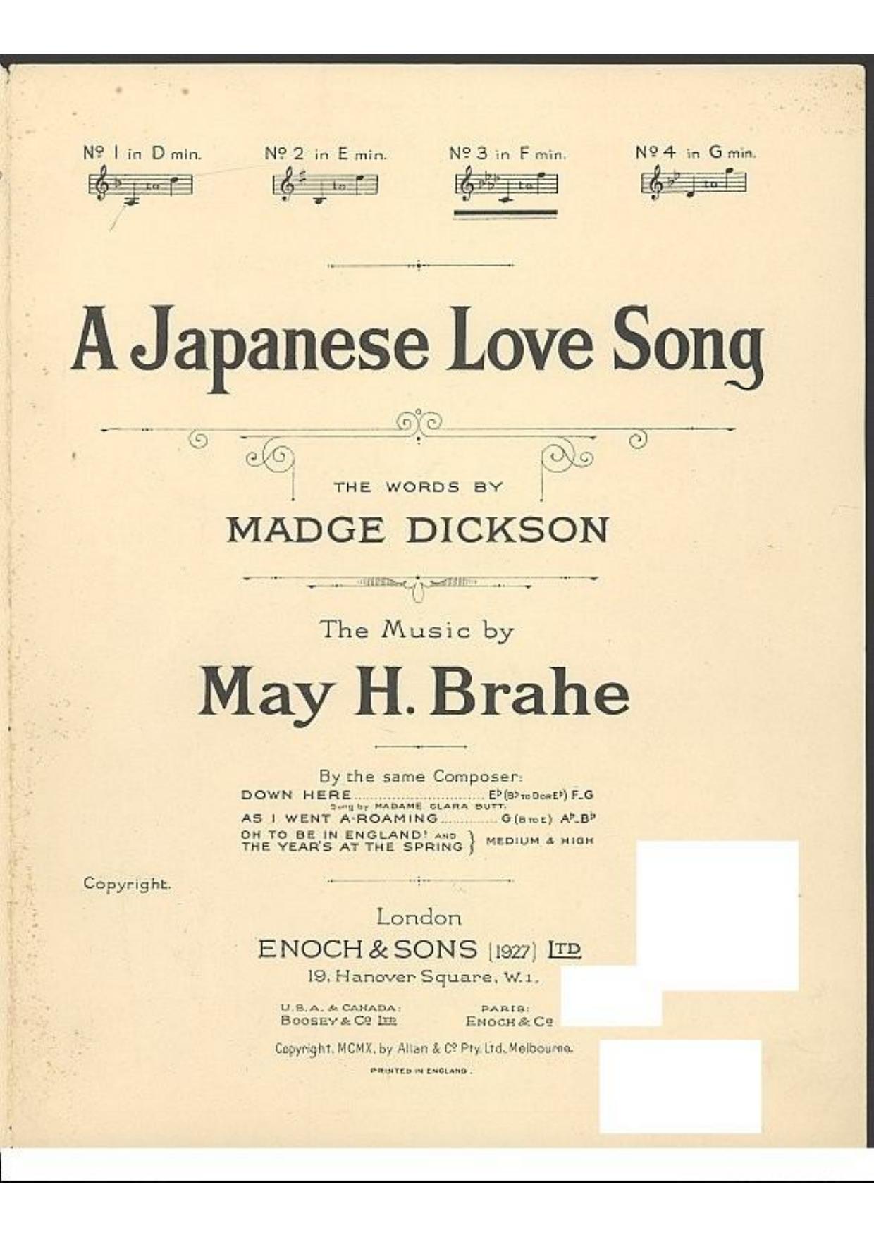 A Japanese Love Song by Brahe May H
