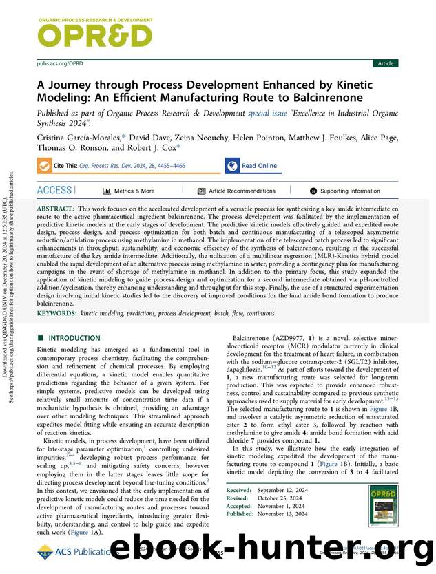 A Journey through Process Development Enhanced by Kinetic Modeling: An Efficient Manufacturing Route to Balcinrenone by unknow