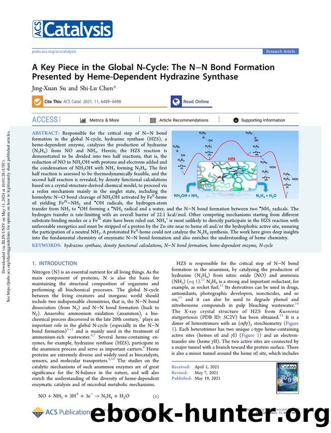 A Key Piece in the Global N-Cycle: The NâN Bond Formation Presented by Heme-Dependent Hydrazine Synthase by Jing-Xuan Su & Shi-Lu Chen