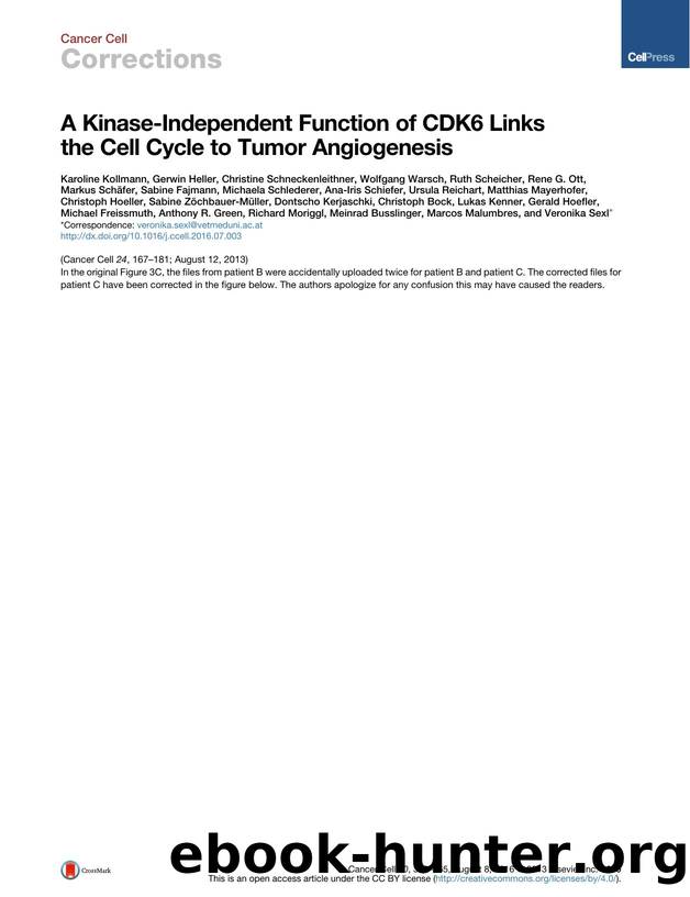 A Kinase-Independent Function of CDK6 Links the Cell Cycle to Tumor Angiogenesis by unknow