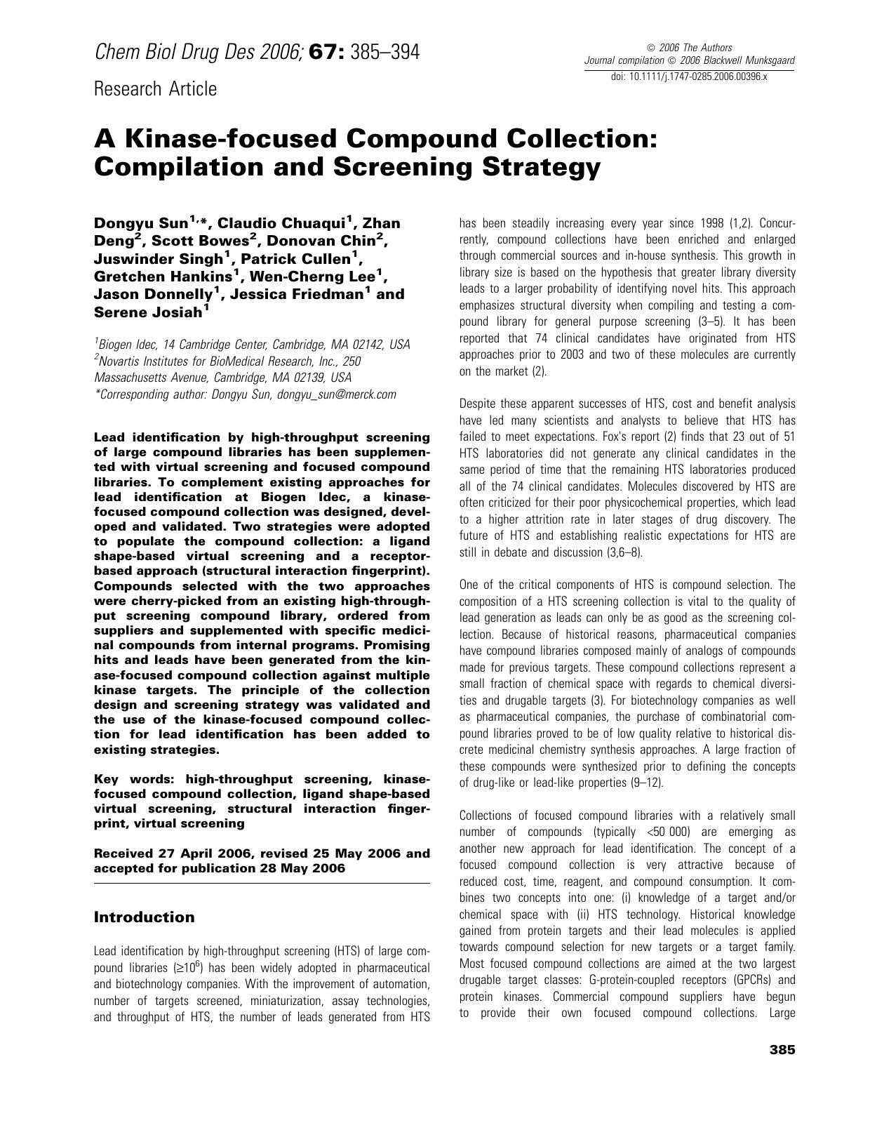 A Kinase-focused Compound Collection: Compilation and Screening Strategy by unknow