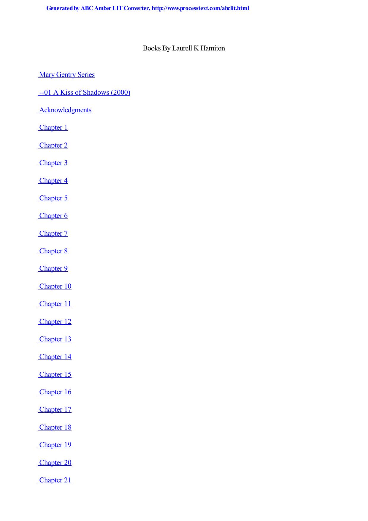 A Kiss of Shadows by Hamilton Laurell K