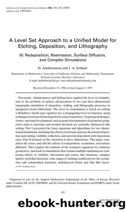 A Level Set Approach to a Unified Model for Etching, Deposition, and Lithography by Adalsteinsson D. et al