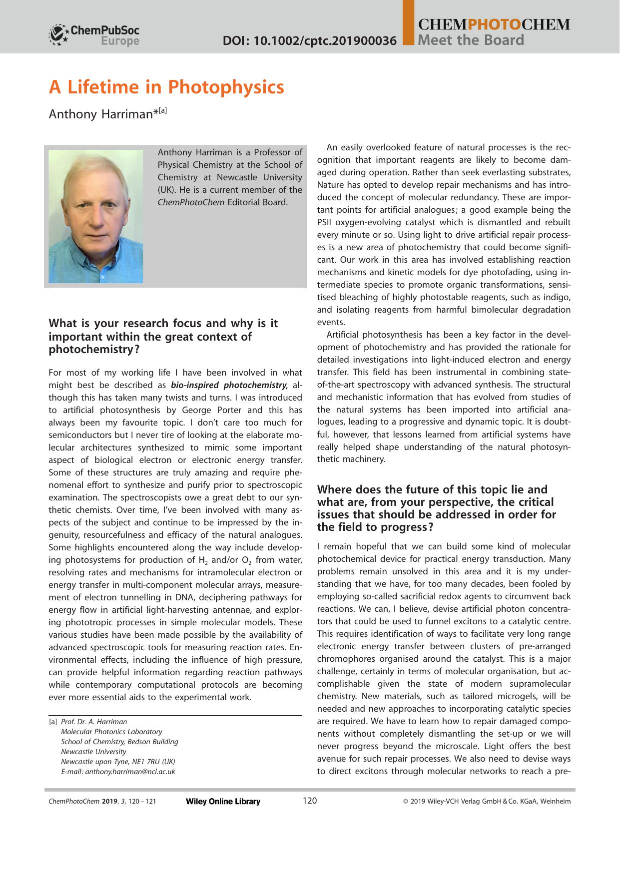 A Lifetime in Photophysics by Unknown