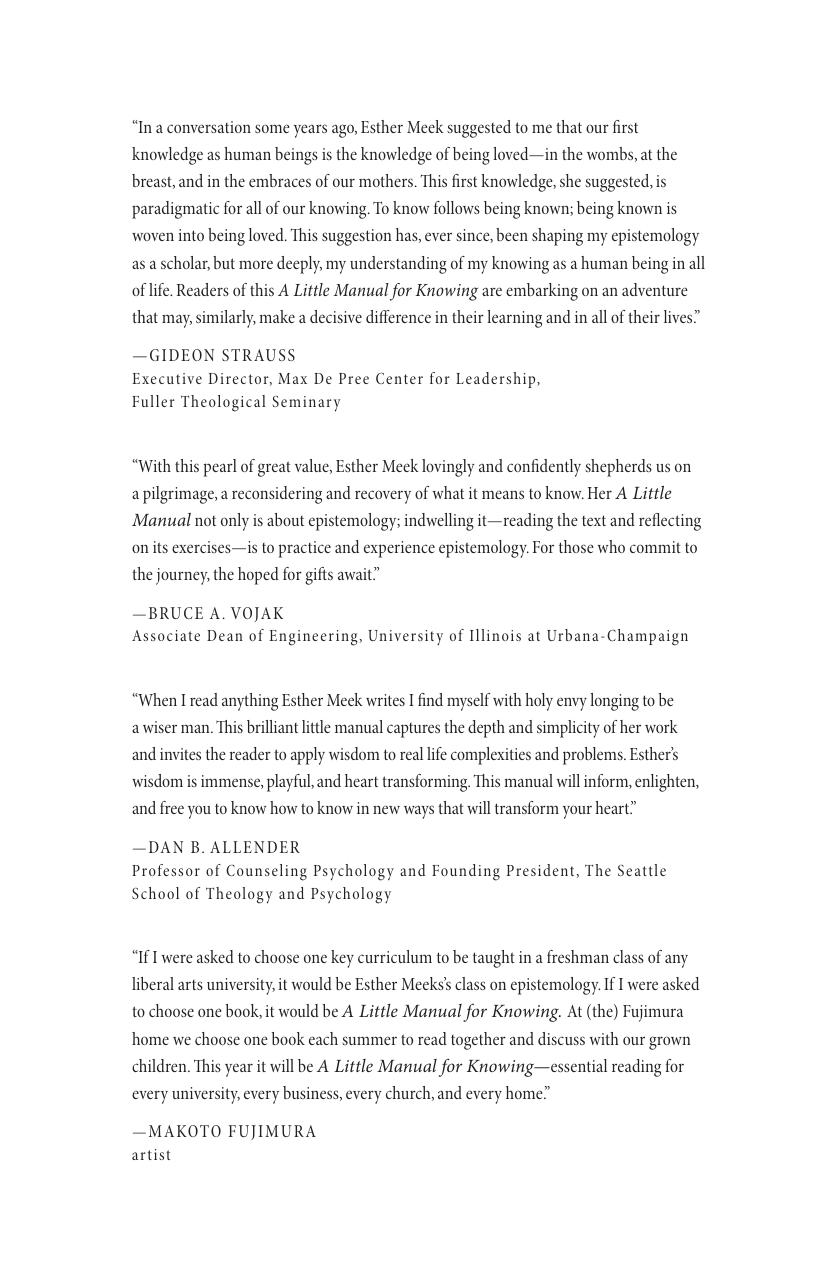A Little Manual for Knowing by Esther Lightcap Meek