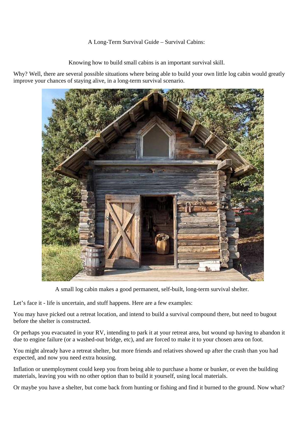 A Long-Term Survival Guide - Survival Cabins by Buckonbeach