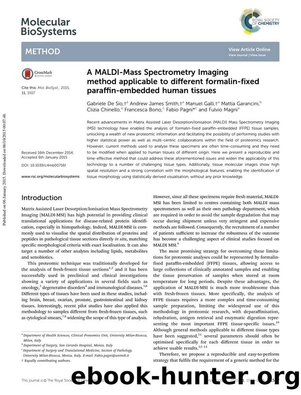 A MALDI-Mass Spectrometry Imaging method applicable to different formalin-fixed paraffin-embedded human tissues by unknow
