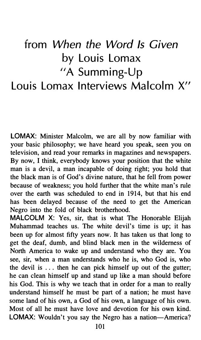 A Malcolm X Reader [excerpt] by David Gallen (editor)