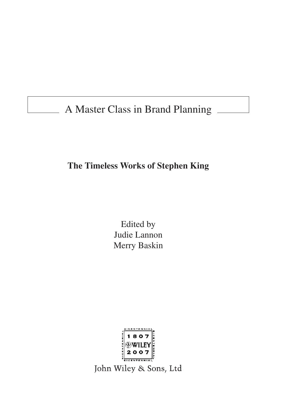 A Master Class in Brand Planning: The Timeless Works of Stephen King (repost) by Unknow