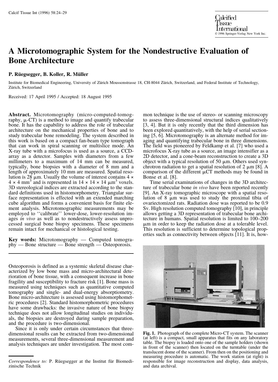 A Microtomographic System for the Nondestructive Evaluation of Bone Architecture by Ruegsegger P. et al