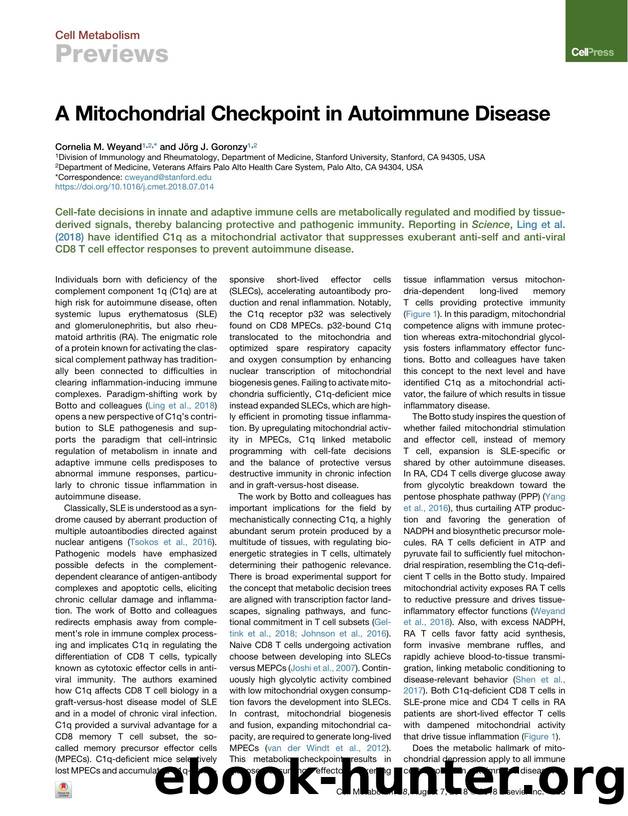 A Mitochondrial Checkpoint in Autoimmune Disease by Cornelia M. Weyand & Jörg J. Goronzy