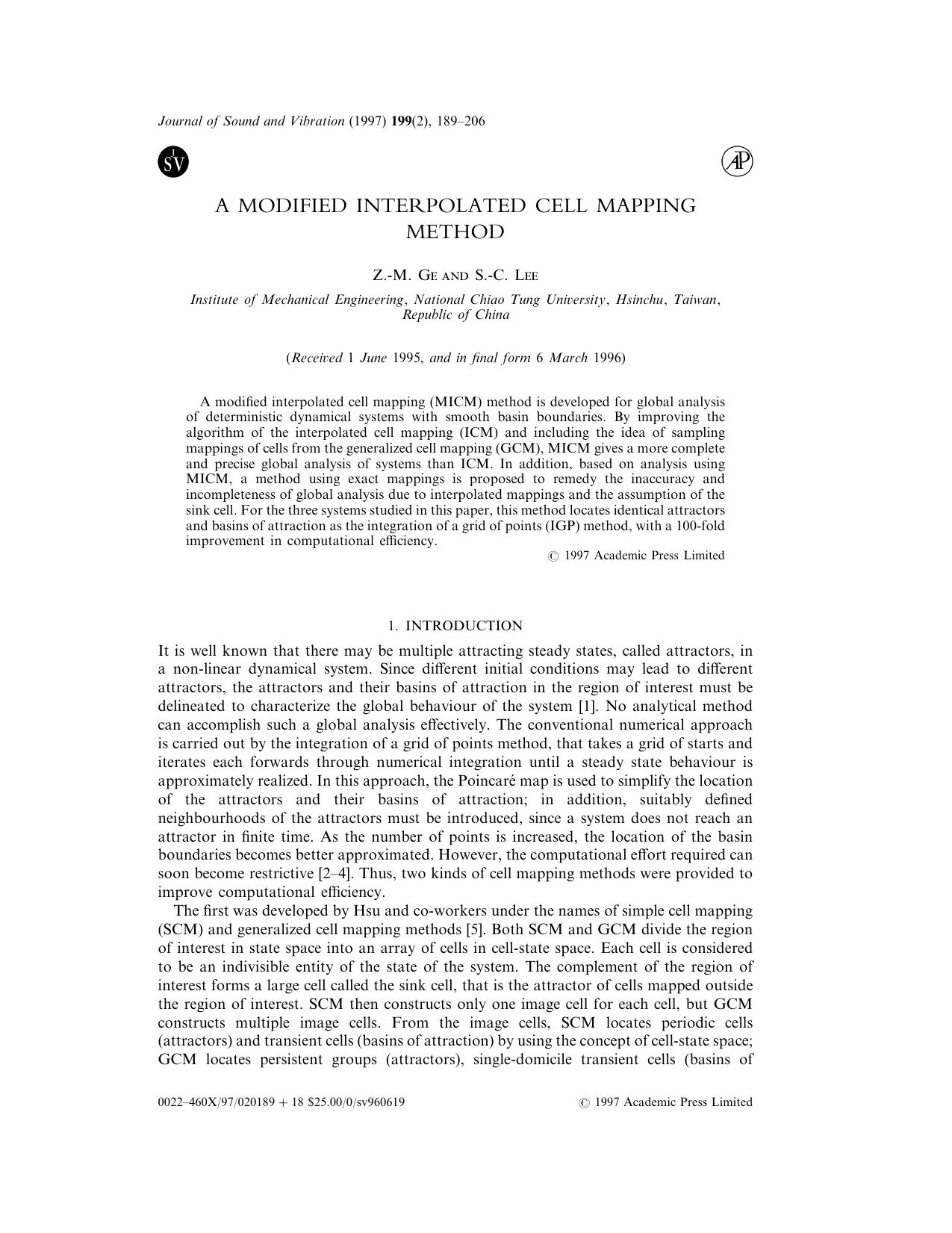 A Modified Interpolated Cell Mapping Method by Ge Z.-M. & Lee S.-C