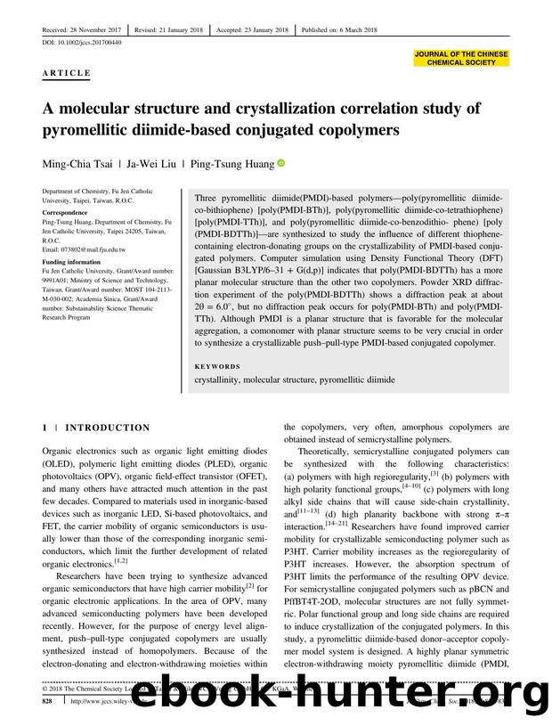 A Molecular Structure and Crystallization Correlation Study of Pyromellitic Diimide Based Conjugated Copolymers: Structure correlation of PMDI-based copolymers by Unknown