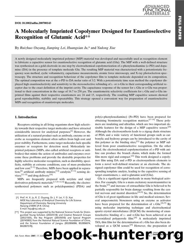 A Molecularly Imprinted Copolymer Designed for Enantioselective Recognition of Glutamic Acid by Unknown