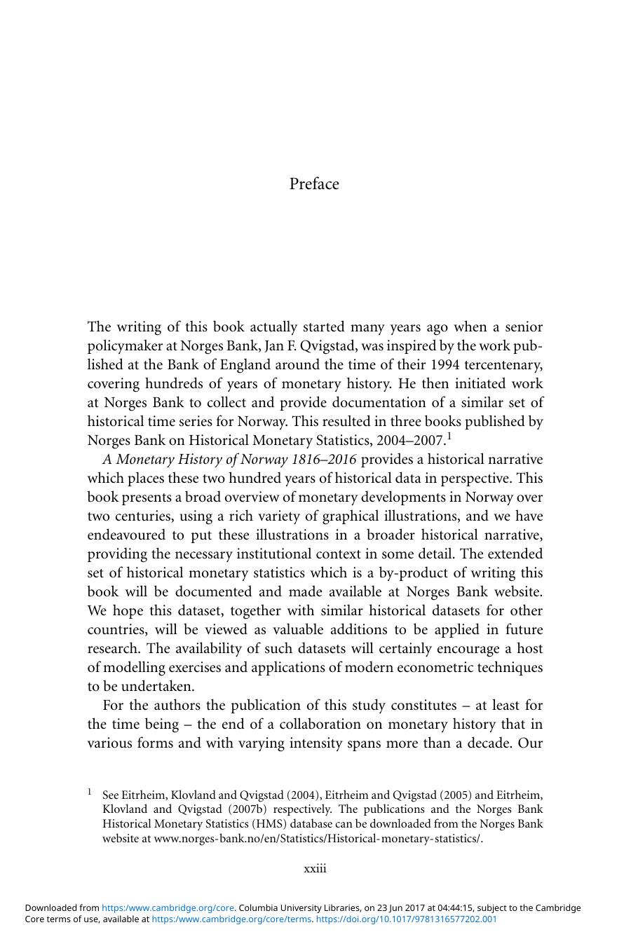 A Monetary History of Norway, 1816â2016 by Øyvind Eitrheim Jan Tore Klovland Lars Fredrik Øksendal