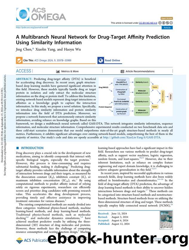 A Multibranch Neural Network for Drug-Target Affinity Prediction Using Similarity Information by Jing Chen Xiaolin Yang & Haoyu Wu