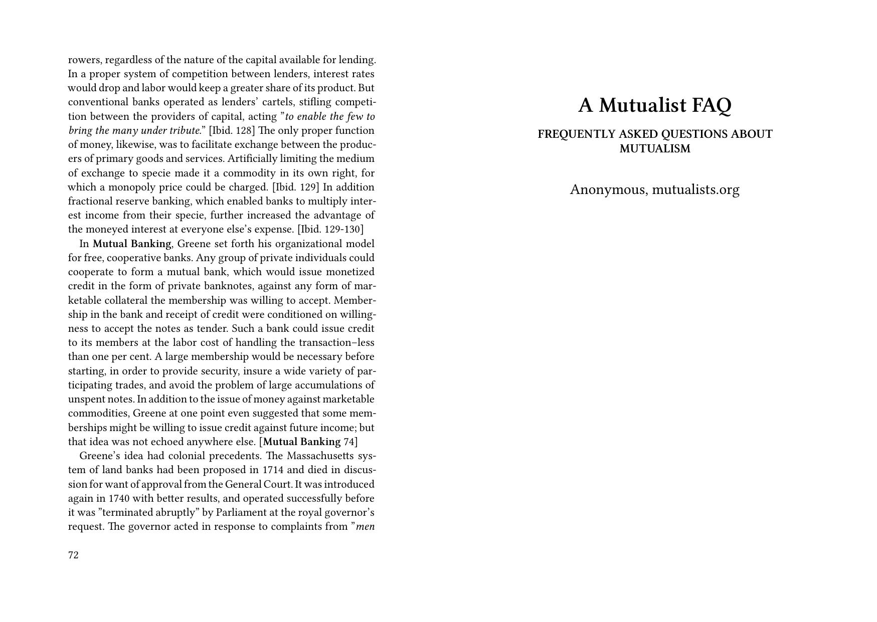 A Mutualist FAQ: FREQUENTLY ASKED QUESTIONS ABOUT MUTUALISM by mutualists.org