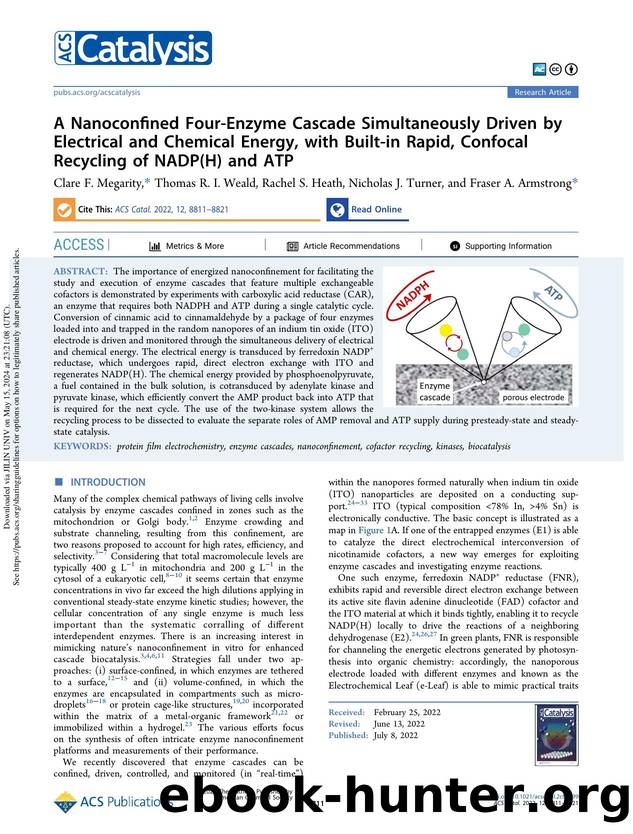 A Nanoconfined Four-Enzyme Cascade Simultaneously Driven by Electrical and Chemical Energy, with Built-in Rapid, Confocal Recycling of NADP(H) and ATP by Clare F. Megarity Thomas R. I. Weald Rachel S. Heath Nicholas J. Turner & Fraser A. Armstrong