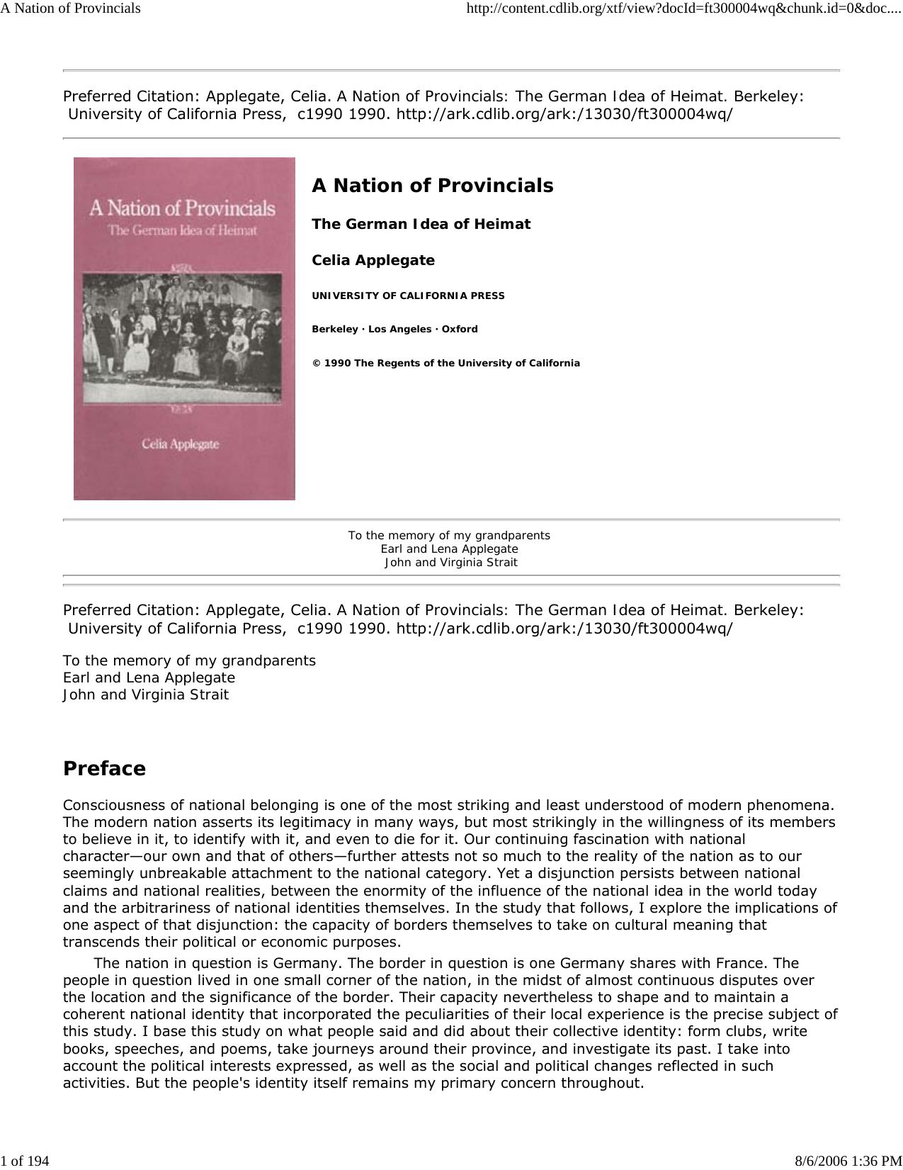 A Nation of Provincials by Master Clark