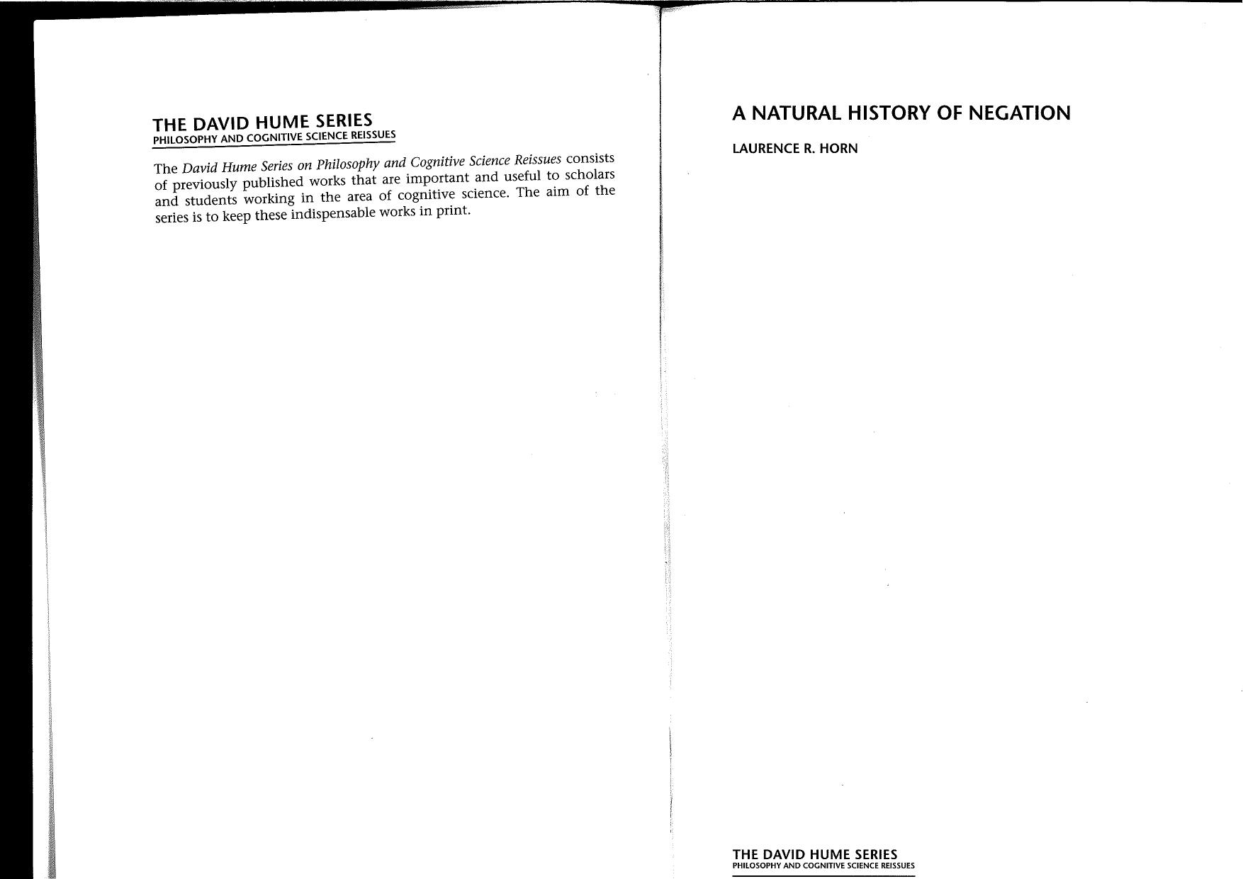 A Natural History of Negation by Laurence R. Horn