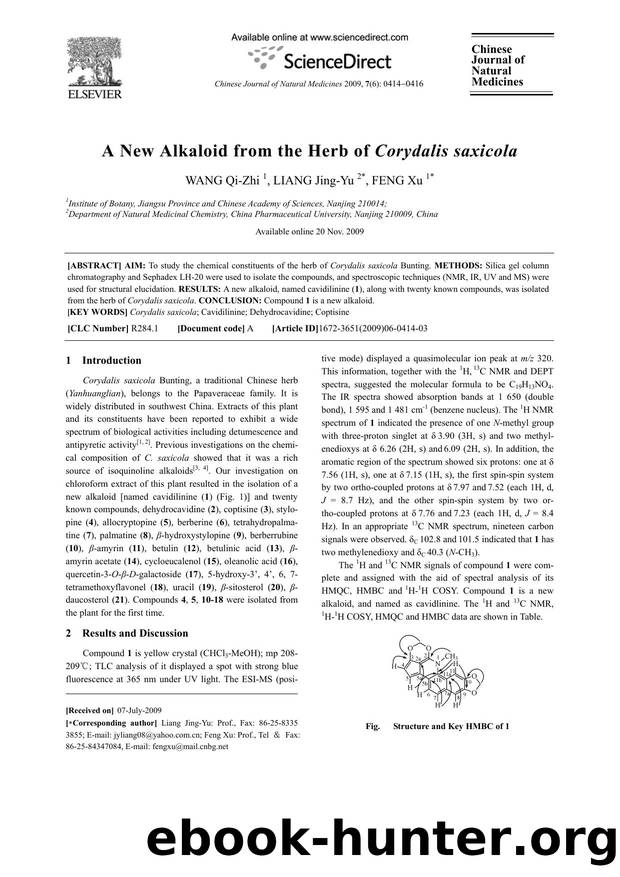 A New Alkaloid from the Herb of Corydalis saxicola by WANG; Qi-Zhi LIANG; Jing-Yu FENG