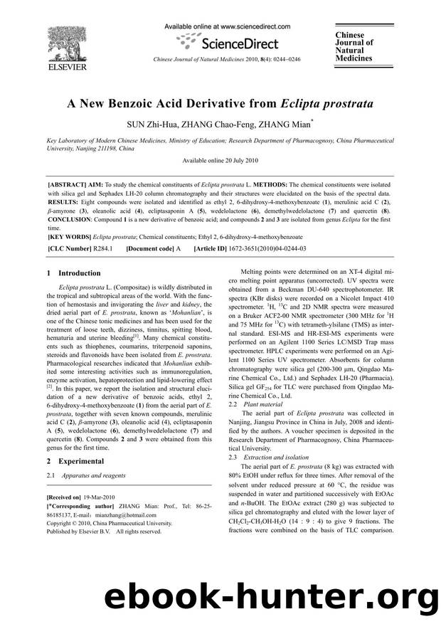 A New Benzoic Acid Derivative from Eclipta prostrata by Zhi-Hua SUN; Chao-Feng ZHANG; Mian ZHANG