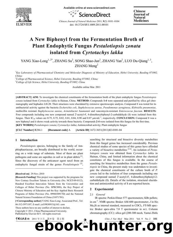 A New Biphenyl from the Fermentation Broth of Plant Endophytic Fungus Pestalotiopsis zonata isolated from Cyrtotachys lakka by Xiao-Long YANG & Su ZHANG & Shao-Jun SONG & Yan ZHANG & Du-Qiang LUO & Meng ZHANG